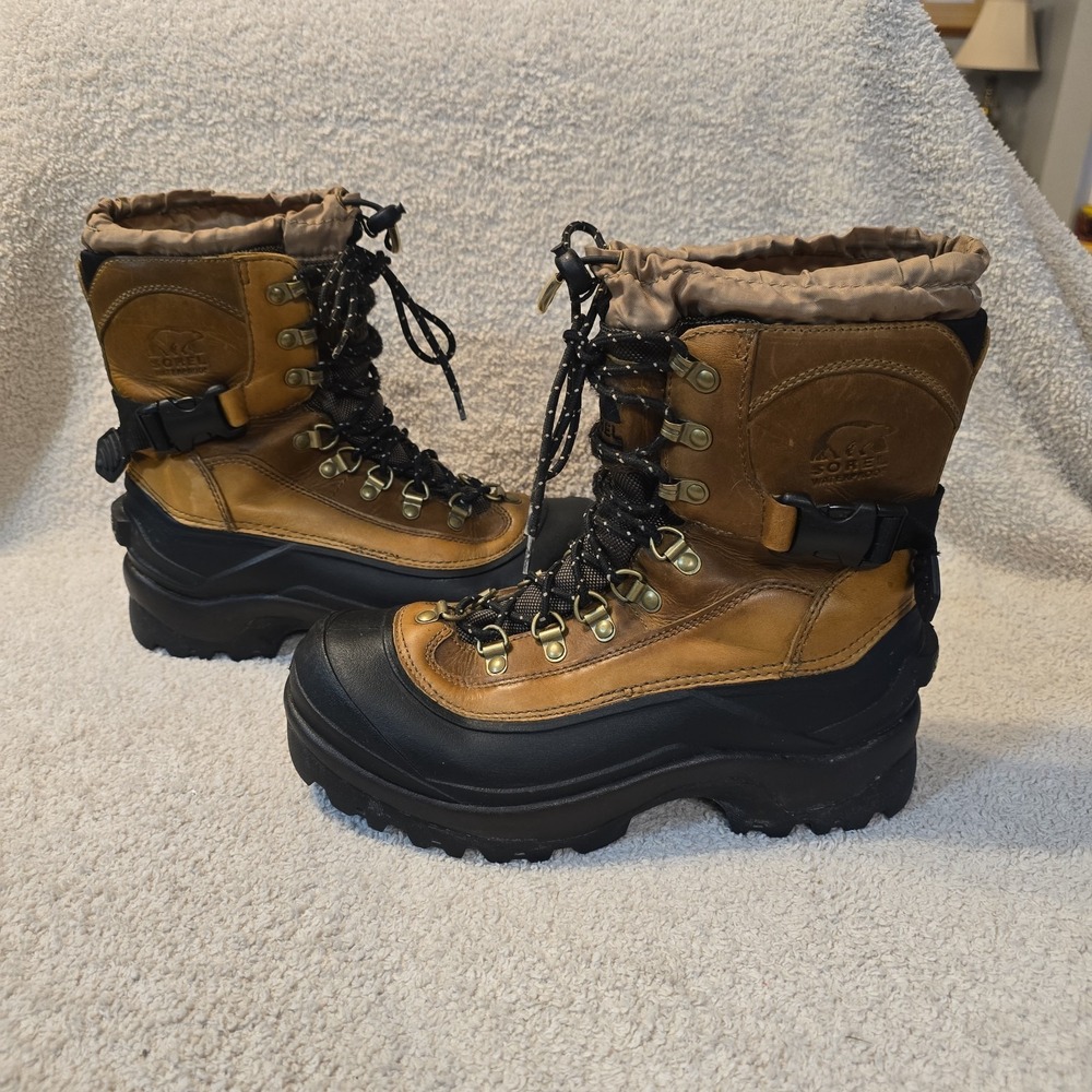 Sorel Conquest Leather Waterproof Boots Built-in Gaiter Adjustable Strap Men 8.5